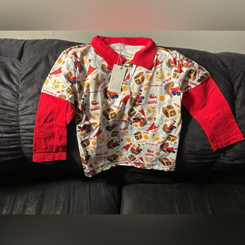 Playful Red and White Kids Polo Shirt